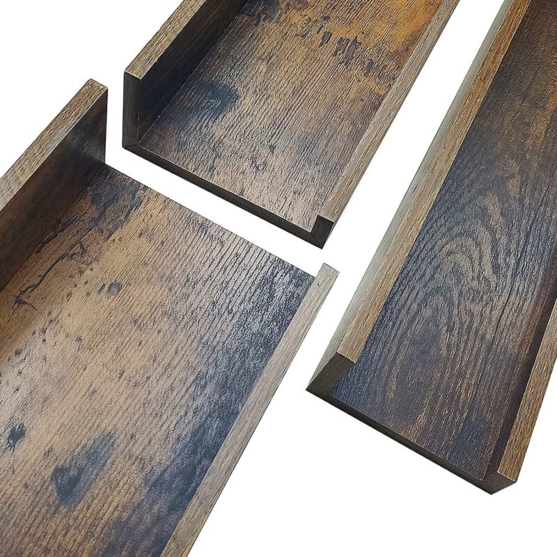 24 inch Rustic Floating Wall Shelves Set of 3, Brown Wall Mounted Storage Shelf for Kitchen, Home, Bedroom - Image 6