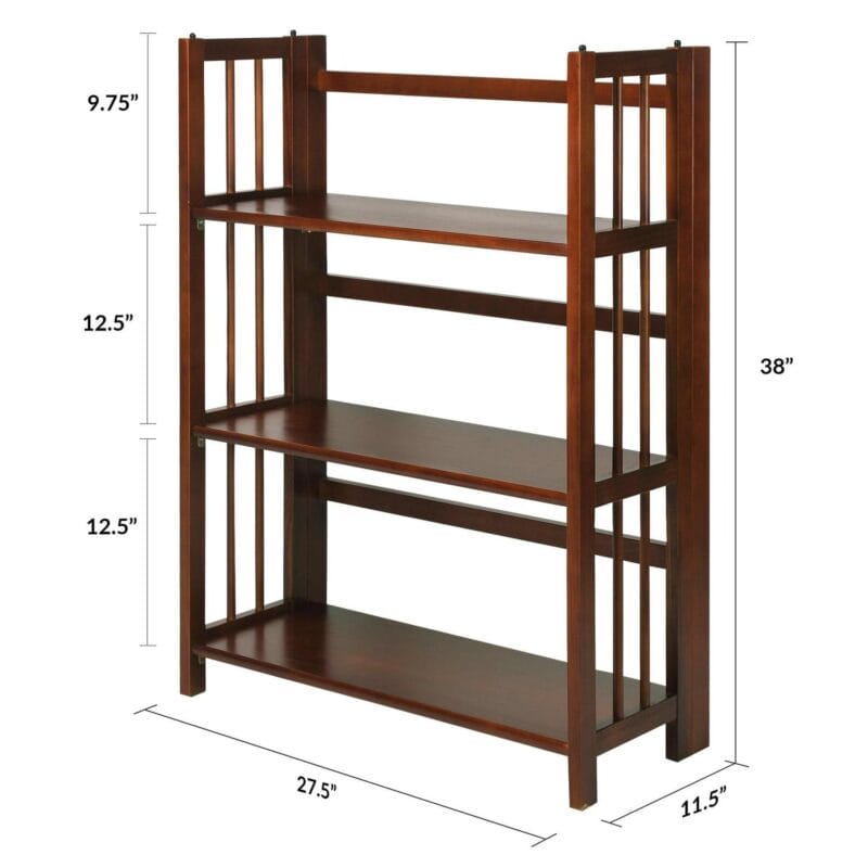 3 - Shelf Folding Stackable Bookcase 27.5  Wide - Walnut