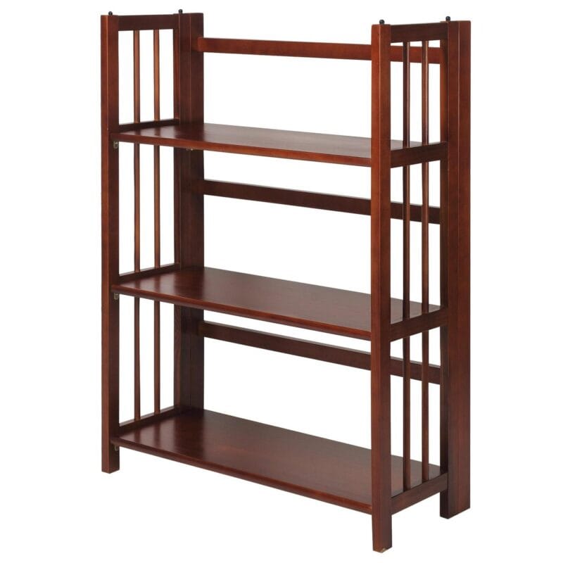 3 - Shelf Folding Stackable Bookcase 27.5  Wide - Walnut - Image 6
