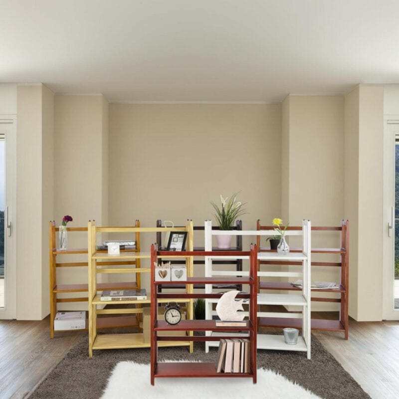 3 - Shelf Folding Stackable Bookcase 27.5  Wide - Walnut - Image 21