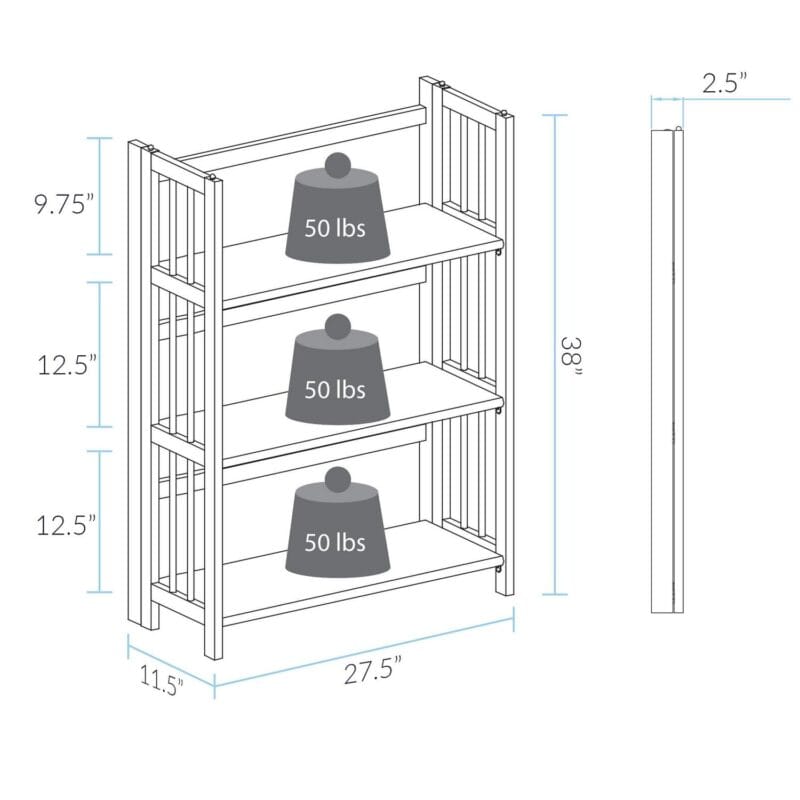 3 - Shelf Folding Stackable Bookcase 27.5  Wide - Walnut - Image 12