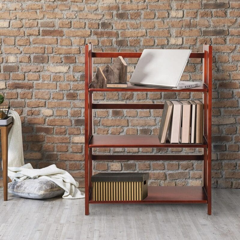 3 - Shelf Folding Stackable Bookcase 27.5  Wide - Walnut - Image 13