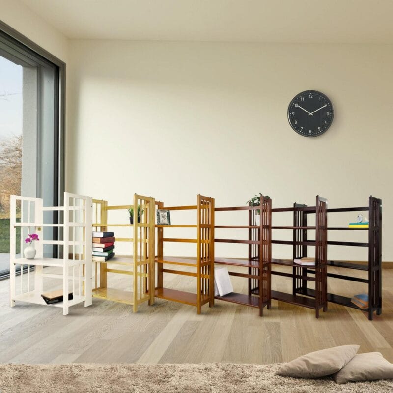 3 - Shelf Folding Stackable Bookcase 27.5  Wide - Walnut - Image 20