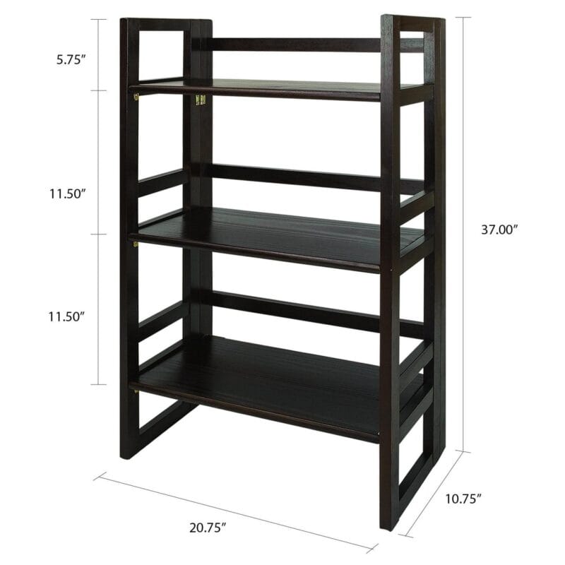 3-Shelf Folding Student Bookcase 20.75  Wide-Espresso - Image 9