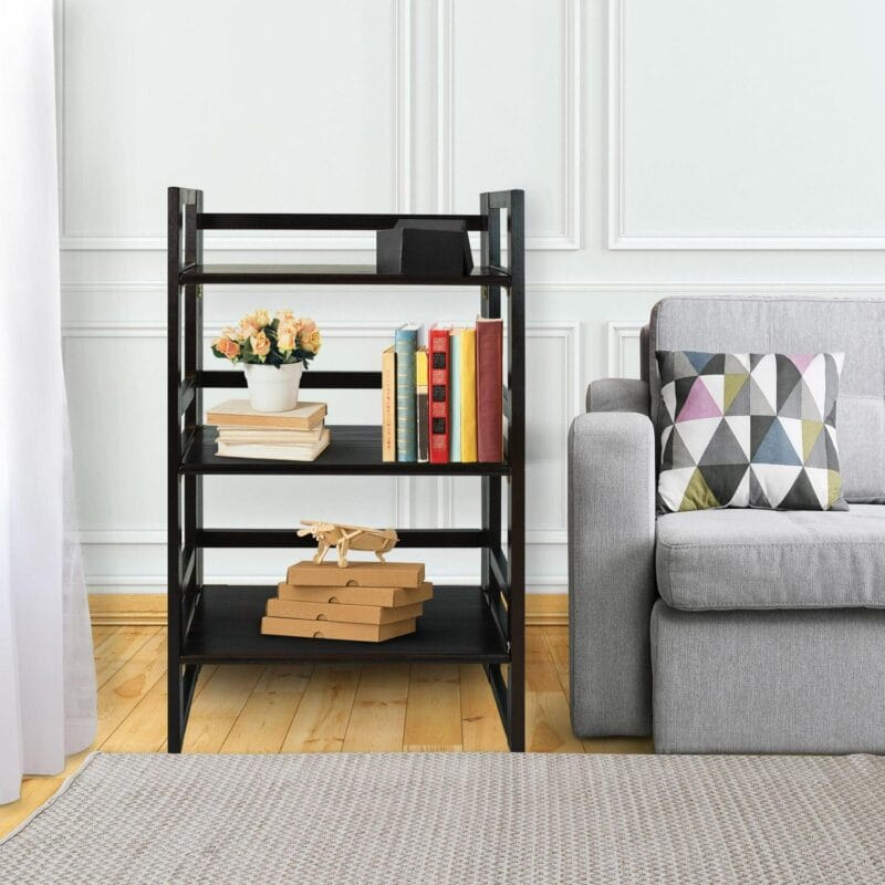 3-Shelf Folding Student Bookcase 20.75  Wide-Espresso - Image 2