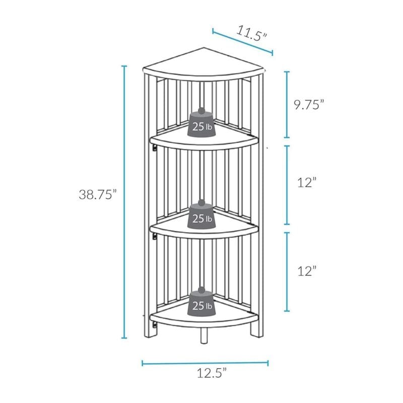 4-Shelf Corner Folding Bookcase - White - Image 3