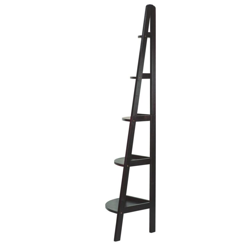 5-Shelf Corner Ladder Bookcase-Espresso - Image 5