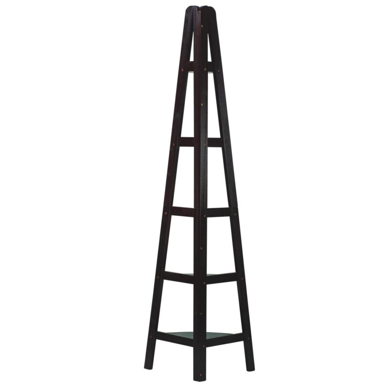 5-Shelf Corner Ladder Bookcase-Espresso - Image 7