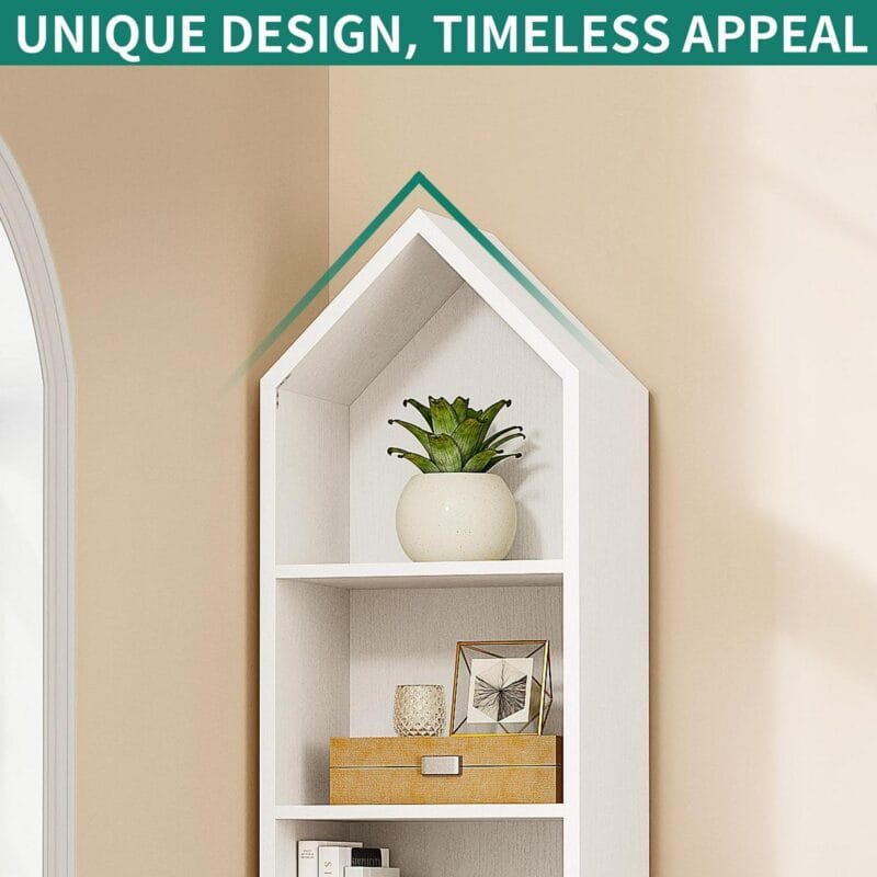 6-Tier Open Shelf 6-Cube Storage Organizer Standard Wood Bookcase Bookshelf Wall Shelf 72.8  Tall Narrow Bookcase Display Stand Home Office, White - Image 4