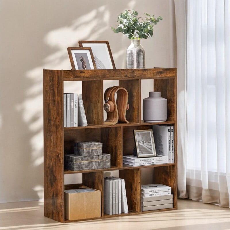 8-Cube Organizer, Modern Bookcase Storage for Livingroom Kidroom, Book Shelf Cabinet, Brown
