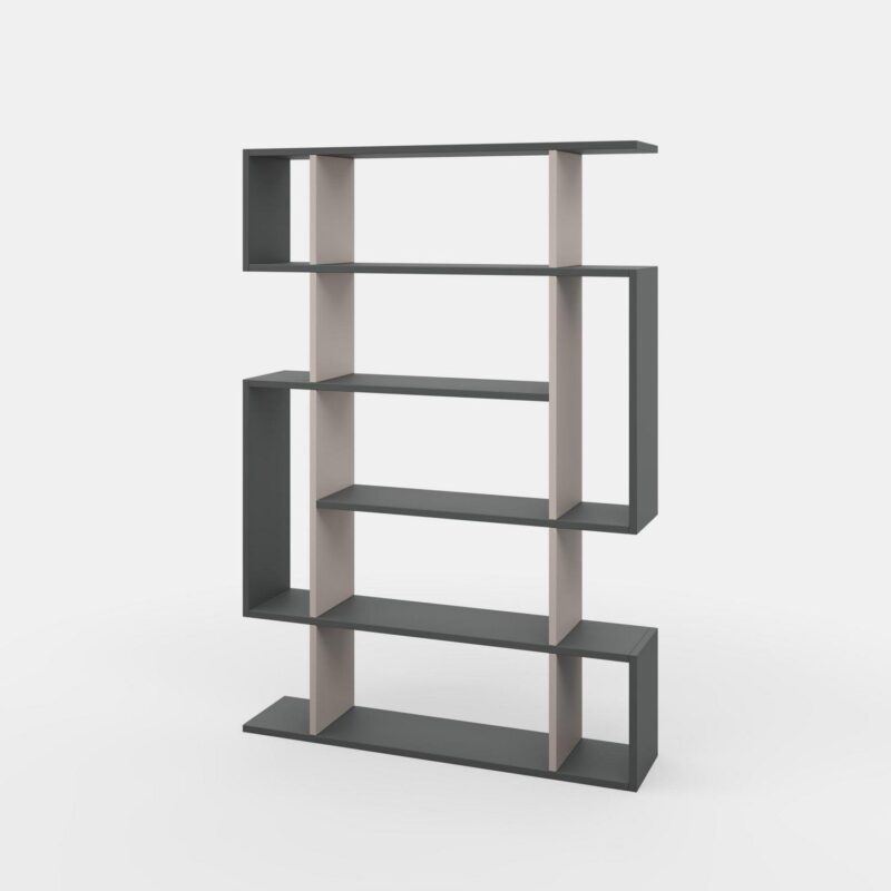 Ada Home Decor Furniture Multiple Tier Open Shelf Anthracite Light Mocha Blair Modern Bookcase - Image 6