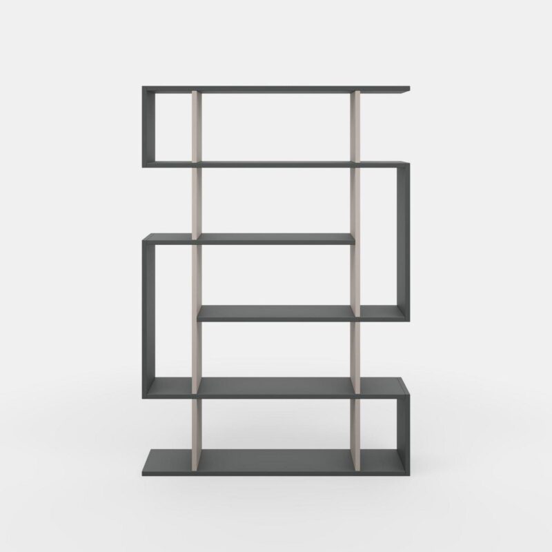 Ada Home Decor Furniture Multiple Tier Open Shelf Anthracite Light Mocha Blair Modern Bookcase - Image 4