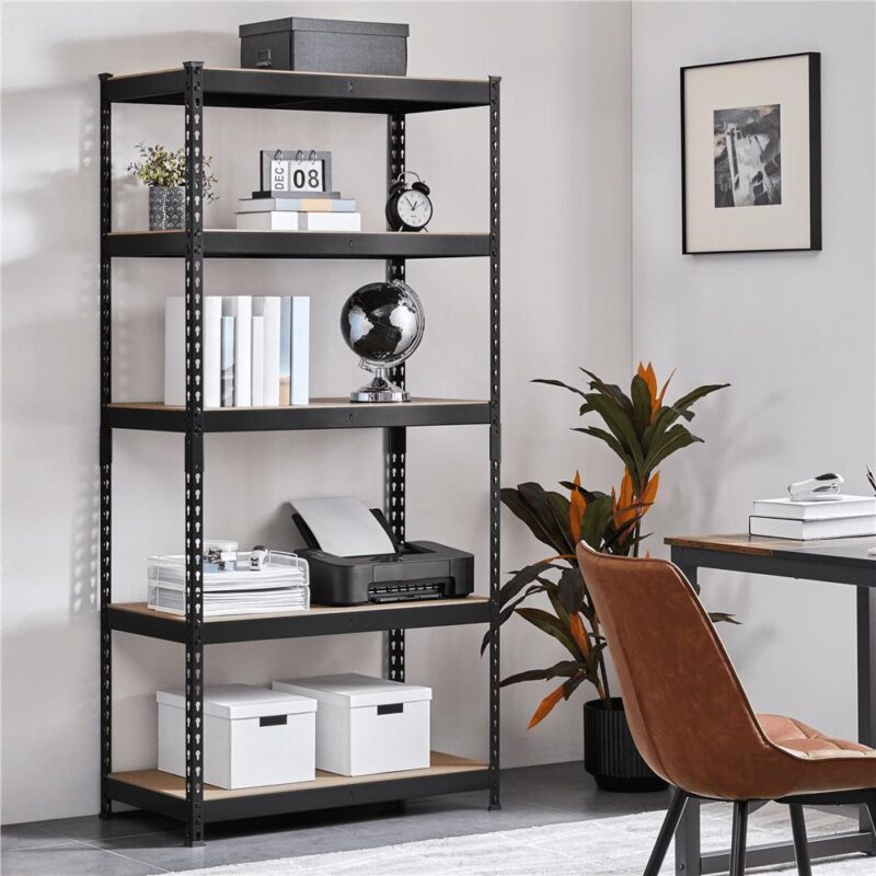 Alden Design 5-Shelf Boltless and Adjustable Steel Storage Shelf Unit, Black, Holds up to 705 lb Per Shelf - Image 4