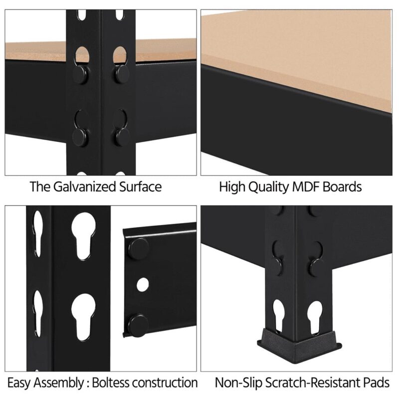 Alden Design 5-Shelf Boltless and Adjustable Steel Storage Shelf Unit, Black, Holds up to 330 lb Per Shelf, 2 Pack - Image 8