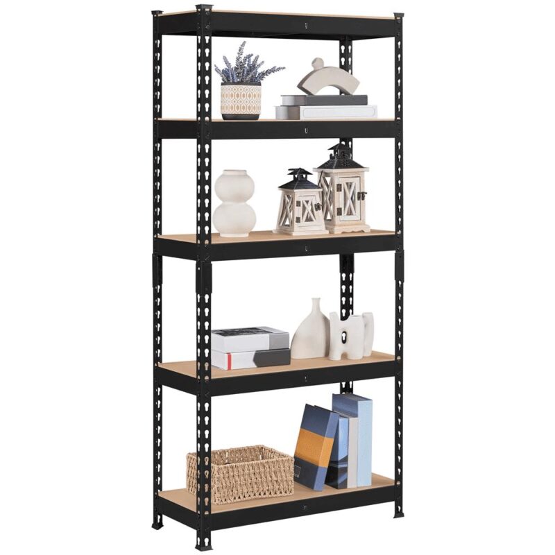 Alden Design 5-Shelf Boltless and Adjustable Steel Storage Shelf Unit, Black, Holds up to 330 lb Per Shelf, 2 Pack - Image 3