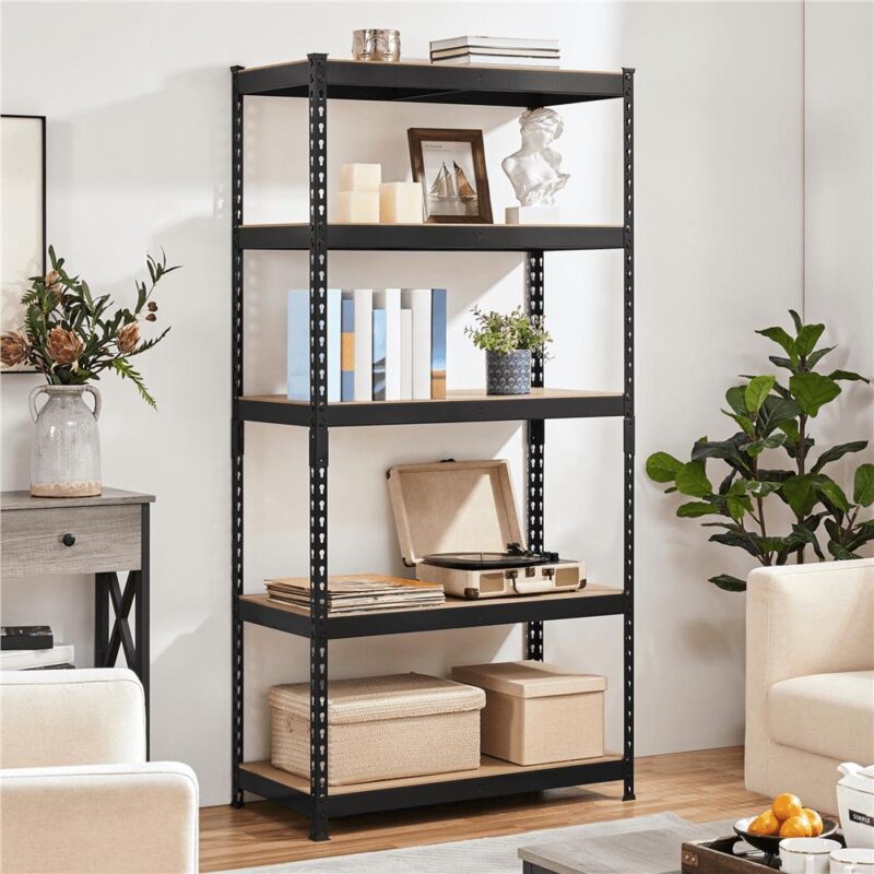 Alden Design 5-Shelf Boltless and Adjustable Steel Storage Shelf Unit, Black, Holds up to 705 lb Per Shelf - Image 2