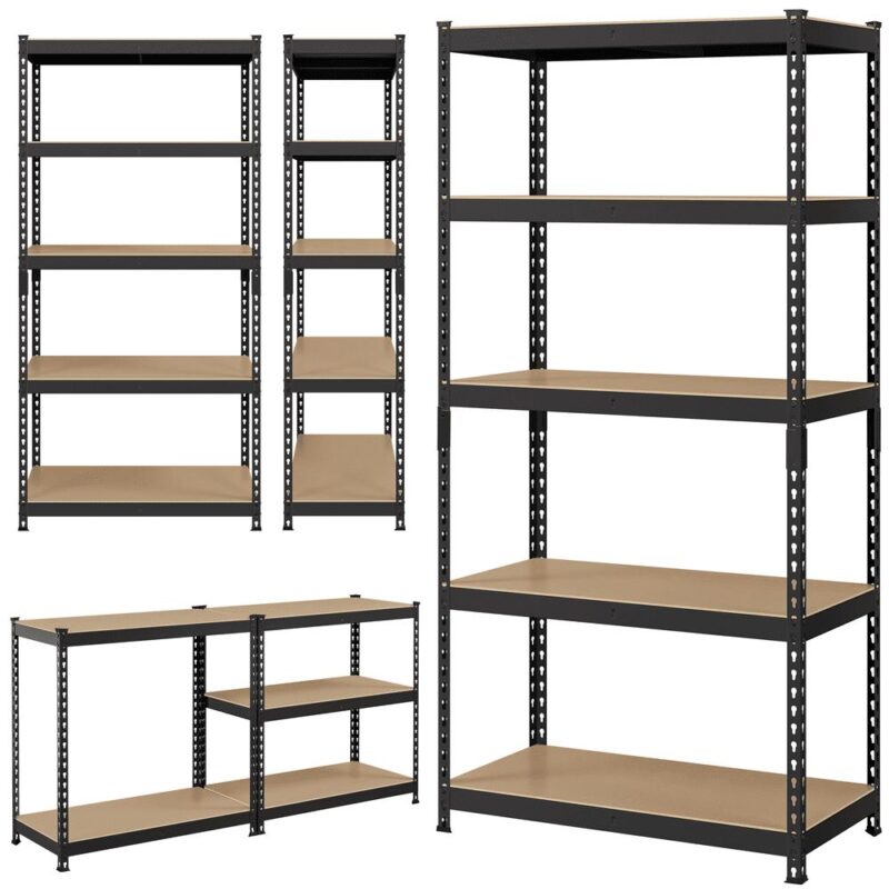 Alden Design 5-Shelf Boltless and Adjustable Steel Storage Shelf Unit, Black, Holds up to 705 lb Per Shelf - Image 7