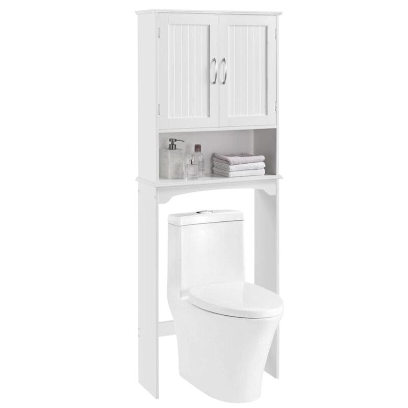 Alden Design 9  Width Wooden over The Toilet Bathroom Storage Cabinets with Door, White