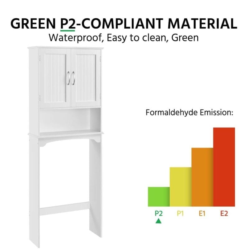 Alden Design 9  Width Wooden over The Toilet Bathroom Storage Cabinets with Door, White - Image 8