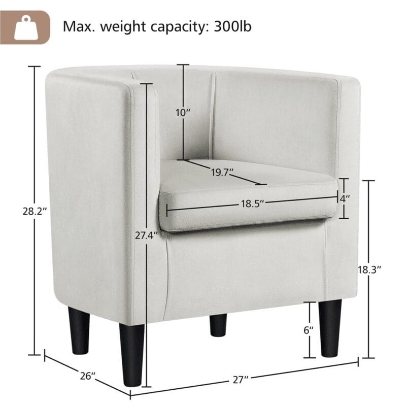 Alden Design Contemporary Barrel Accent Chair, Beige Velvet - Image 11