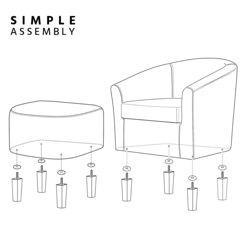 Alden Design Faux Leather Tub Chair with Ottoman, Black - Image 6