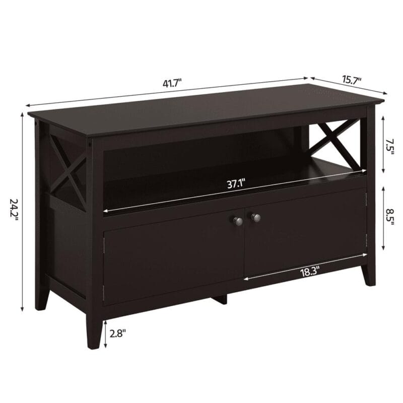 Alden Design Wooden X-Shape TV Stand for TVs up to 50'' with Storage Cabinet, Espresso - Image 5