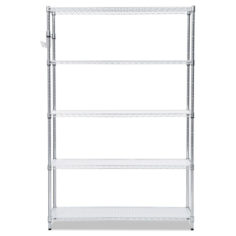 Alera 5-Shelf Wire Shelving Kit with Casters and Shelf Liners, 48w x 18d x 72h, Silver - Image 3
