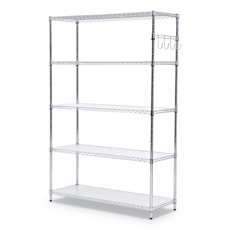 Alera 5-Shelf Wire Shelving Kit with Casters and Shelf Liners, 48w x 18d x 72h, Silver - Image 5