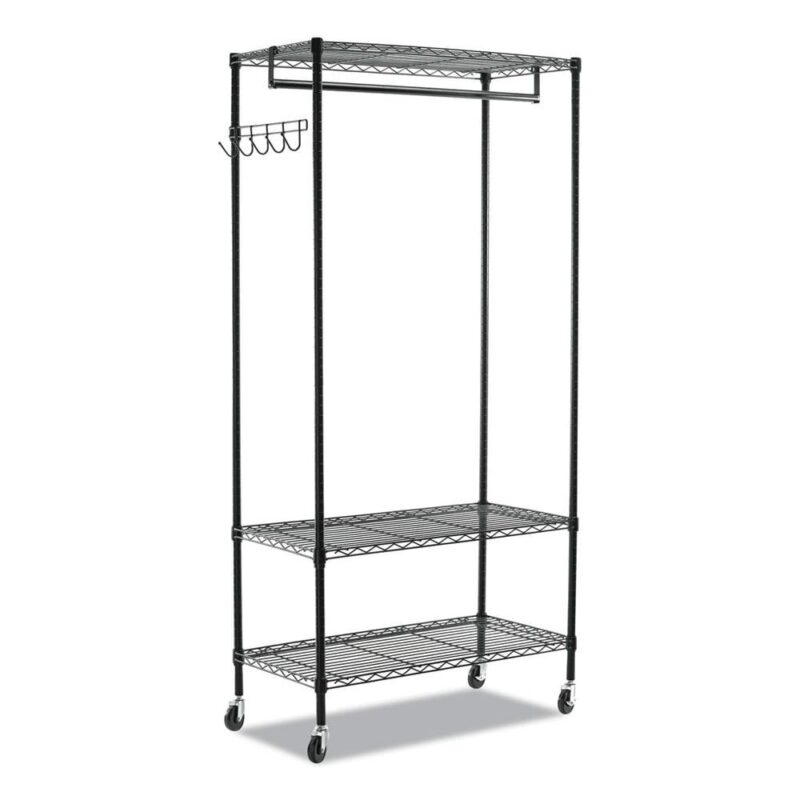 Alera ALEGR364818BL 48 in. W x 18 in. D x 75 in. H 40 Garments Wire Shelving Garment Rack - Black