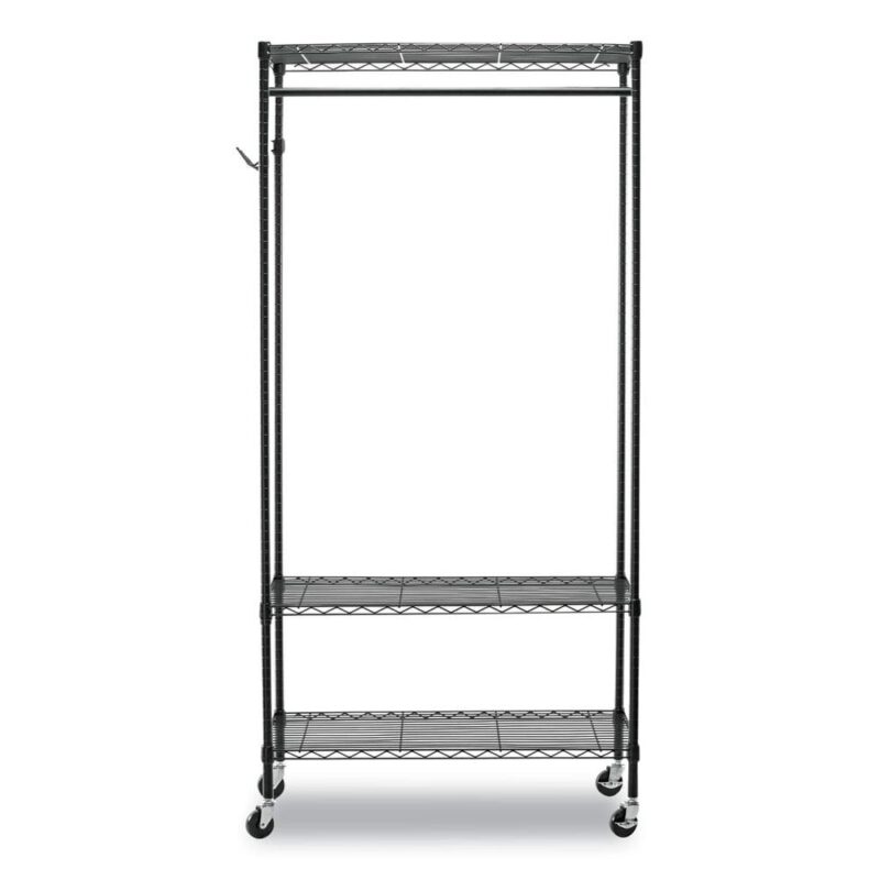 Alera ALEGR364818BL 48 in. W x 18 in. D x 75 in. H 40 Garments Wire Shelving Garment Rack - Black - Image 2