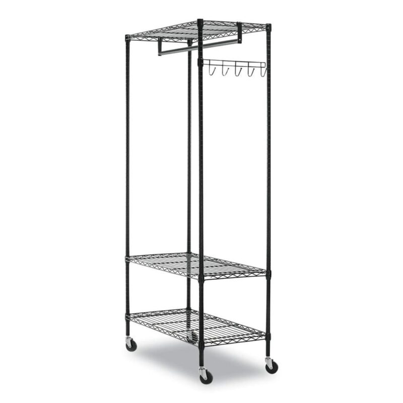Alera ALEGR364818BL 48 in. W x 18 in. D x 75 in. H 40 Garments Wire Shelving Garment Rack - Black - Image 3