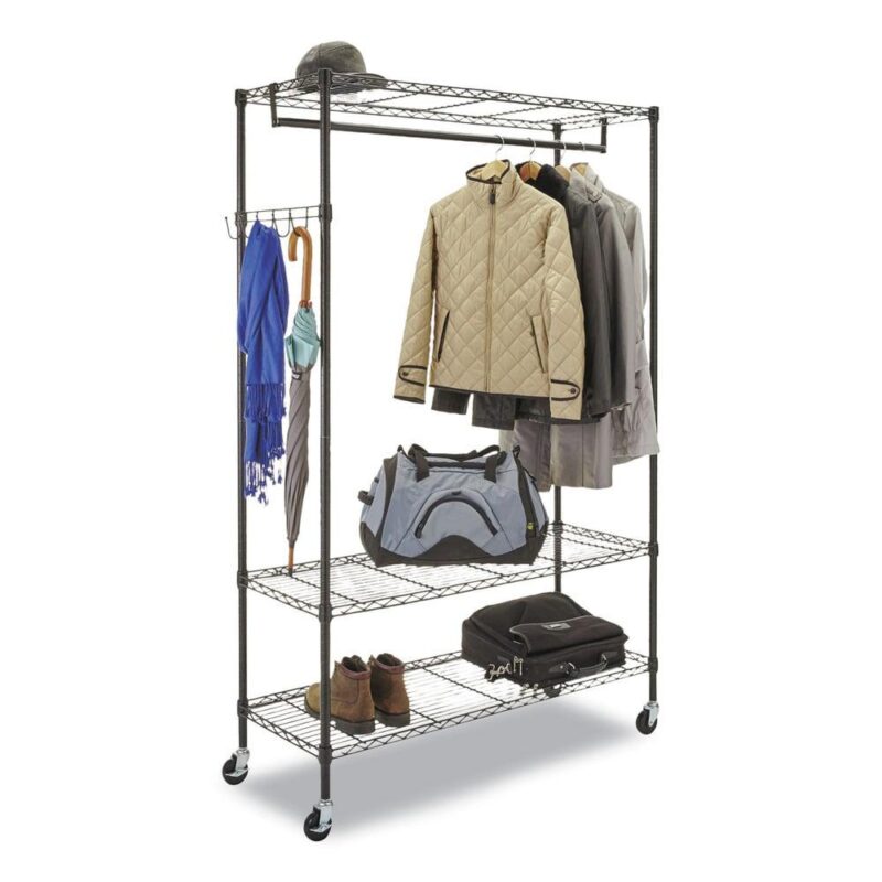 Alera ALEGR364818BL 48 in. W x 18 in. D x 75 in. H 40 Garments Wire Shelving Garment Rack - Black - Image 5