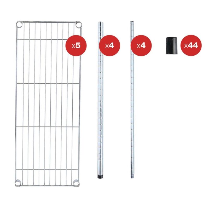 Alera ALESW853614SR 36 in. W x 14 in. D x 72 in. H Five-Shelf Residential Wire Shelving - Silver - Image 5