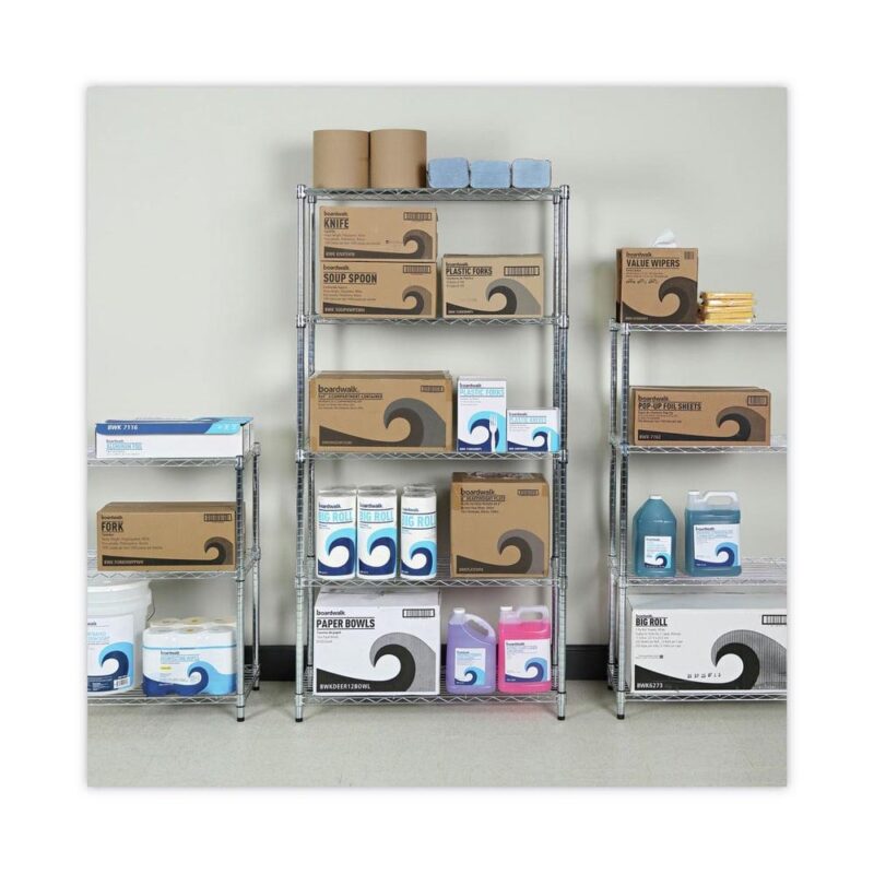 Alera ALESW853614SR 36 in. W x 14 in. D x 72 in. H Five-Shelf Residential Wire Shelving - Silver - Image 6