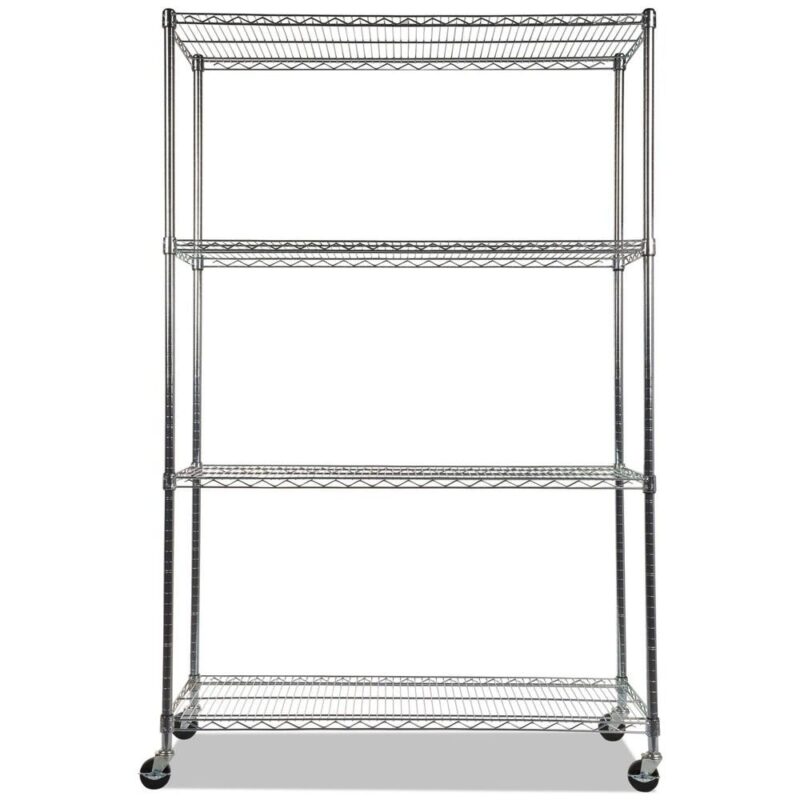 Alera Complete Wire Shelving Unit with Casters, Four-Shelf, 48  x 18  x 72 , Silver - Image 2