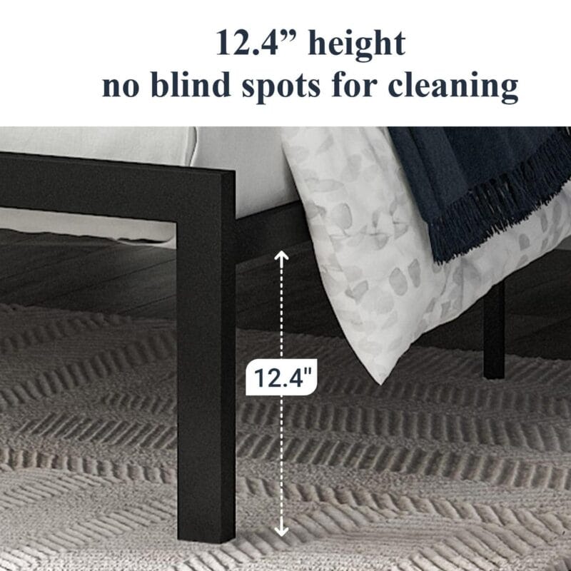 Allewie Twin Metal Platform Bed Frame with Fabric Button Tufted Headboard, 12.4  Under-bed Storage, Metal Slats, Grey - Image 5