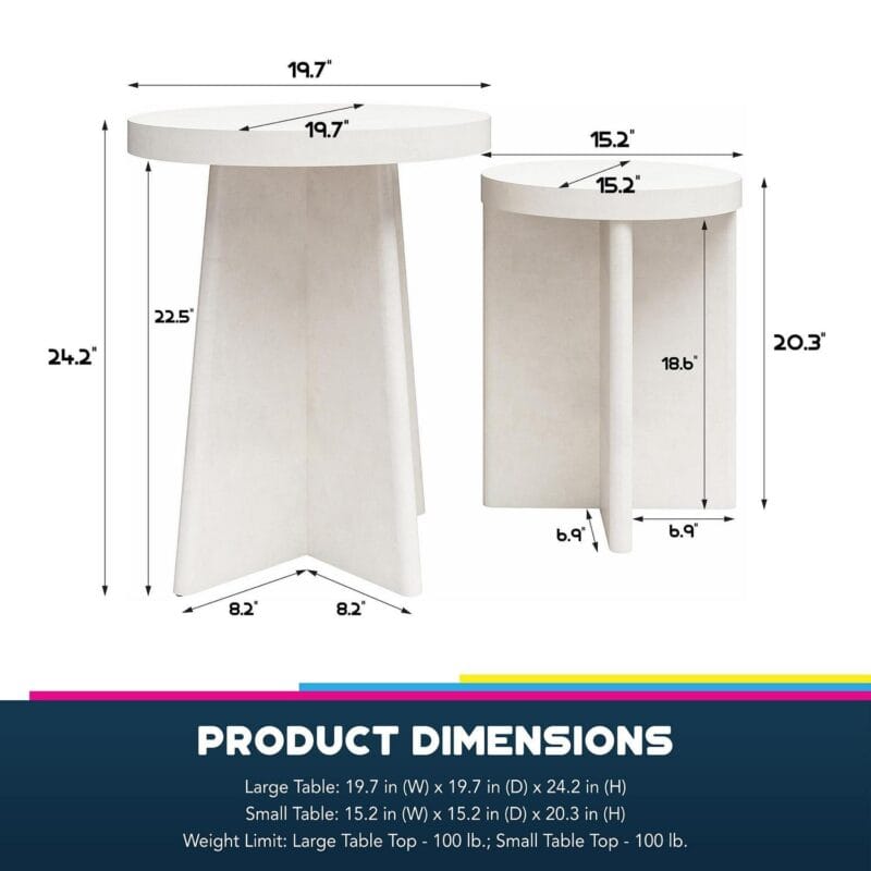 Ameriwood Home Liam End Tables, Set of 2, Faux Plaster - Image 10