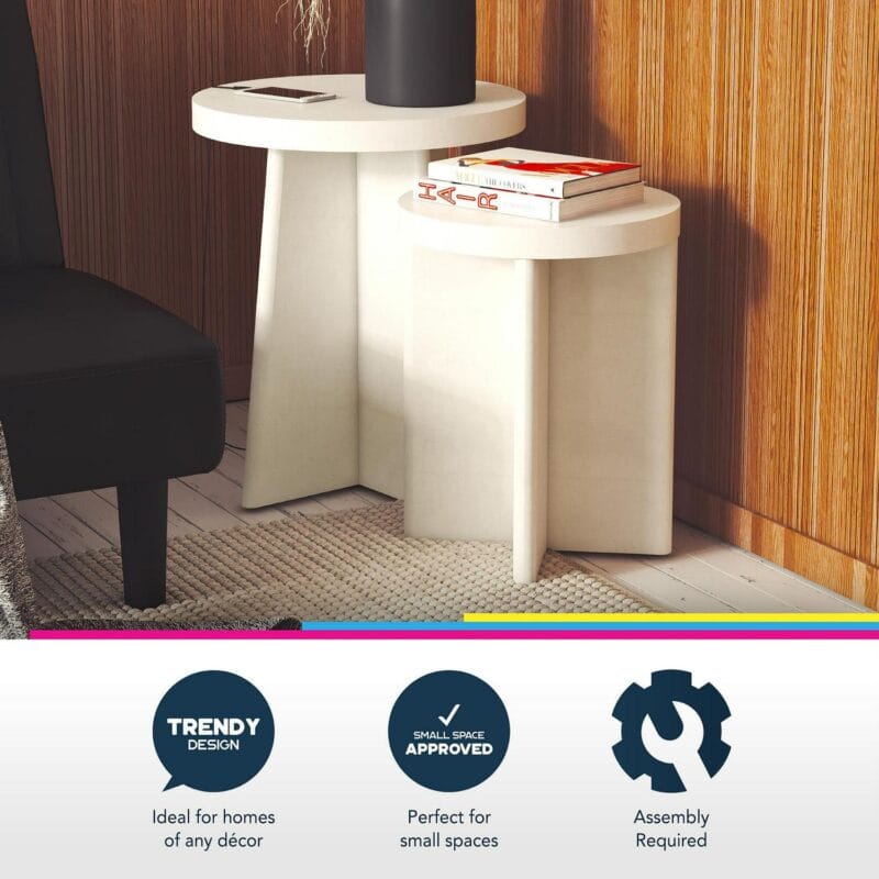 Ameriwood Home Liam End Tables, Set of 2, Faux Plaster - Image 9