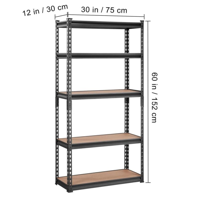 BENTISM 5 Tier Adjustable Heavy Duty Steel Shelving Unit, 12 D x 30 W x 60 H Garage Storage Rack 2000 lbs Load - Image 8