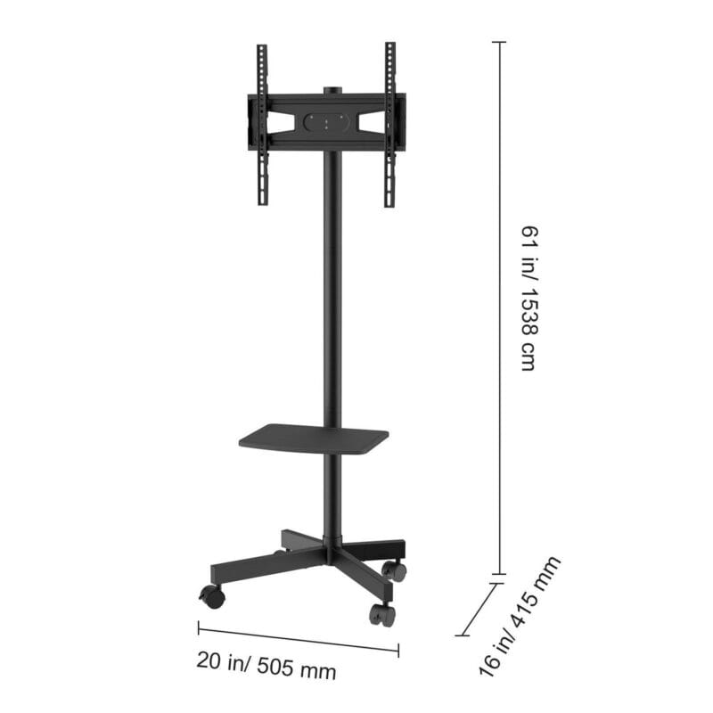 BENTISM Modern Rolling TV Stand Height Adjustable Mobile TV Cart Floor TV Stand with Projector Shelf for 23 -60  TVs with Lockable Wheels and A Tray - Image 8