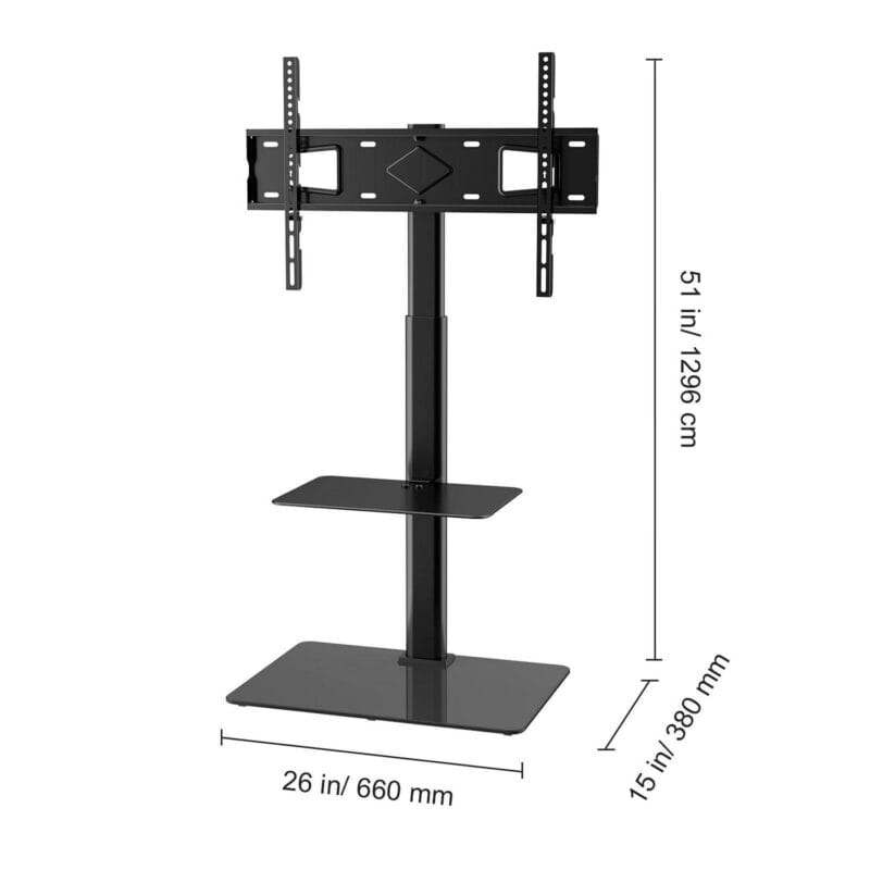 BENTISM Modern Universal Floor TV Stand Mount Swivel Universal TV Stand for 32 -65  TVs Adjustable Height Base Glass - Image 8