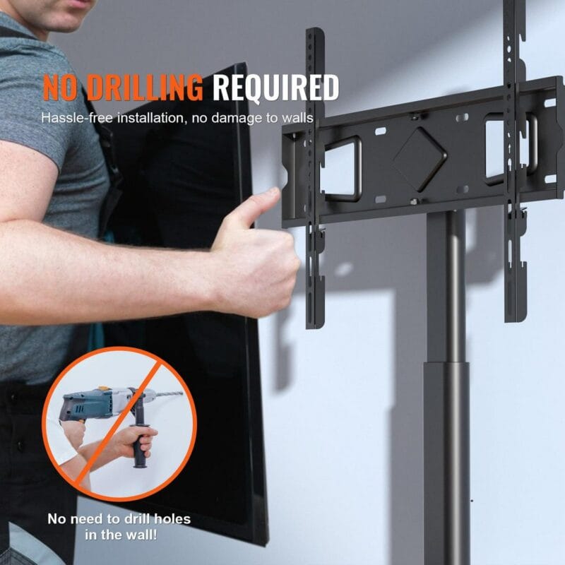 BENTISM Modern Universal Floor TV Stand Mount Swivel Universal TV Stand for 32 -65  TVs Adjustable Height Base Glass - Image 5