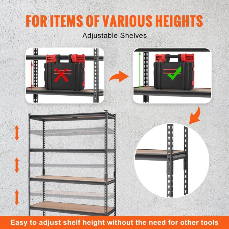 BENTISM Storage Shelving Unit 72 in. H x 48 in. W x 18 in. D ,Garage Storage Rack 5-Tier Adjustable 2000 lbs Load - Image 6