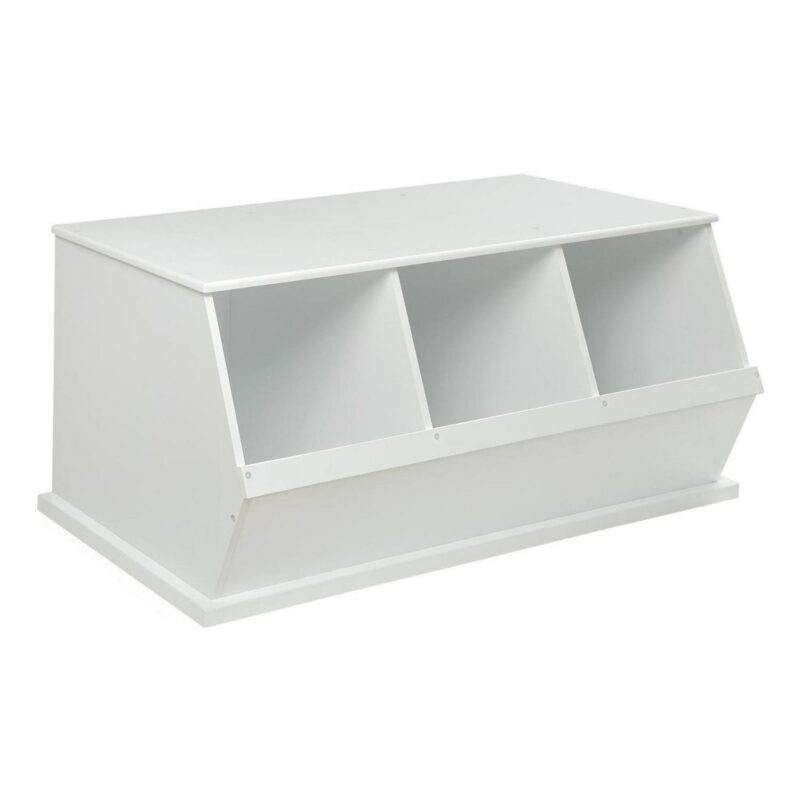 Badger Basket Children's Wood Three Bin Stackable Storage Cubby 5.2 Cu ft. - White - Image 6
