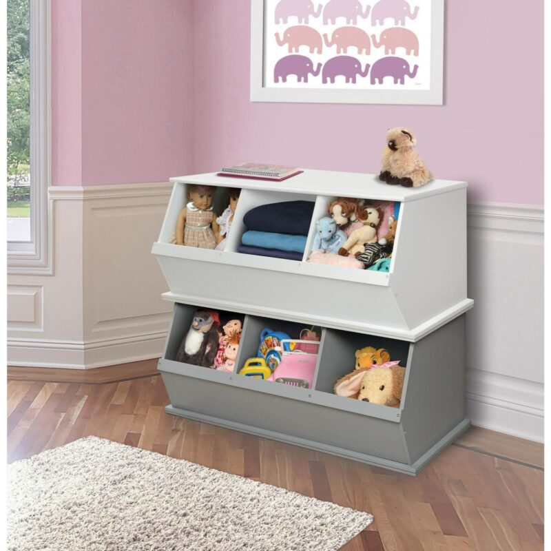 Badger Basket Children's Wood Three Bin Stackable Storage Cubby 5.2 Cu ft. - White - Image 8