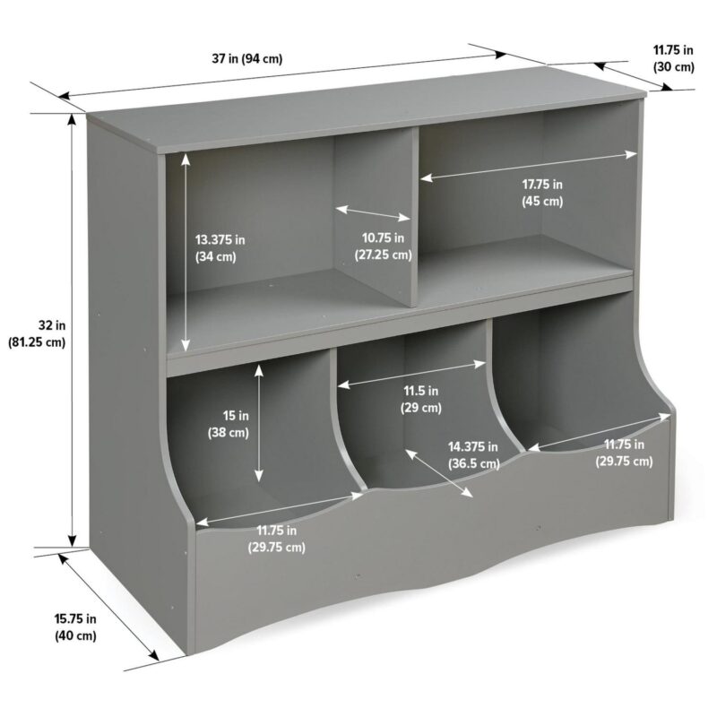 Badger Basket Kid's Multi-Bin Wood Toy Storage Organizing Cubby 6.4 Cu ft. - Gray - Image 4