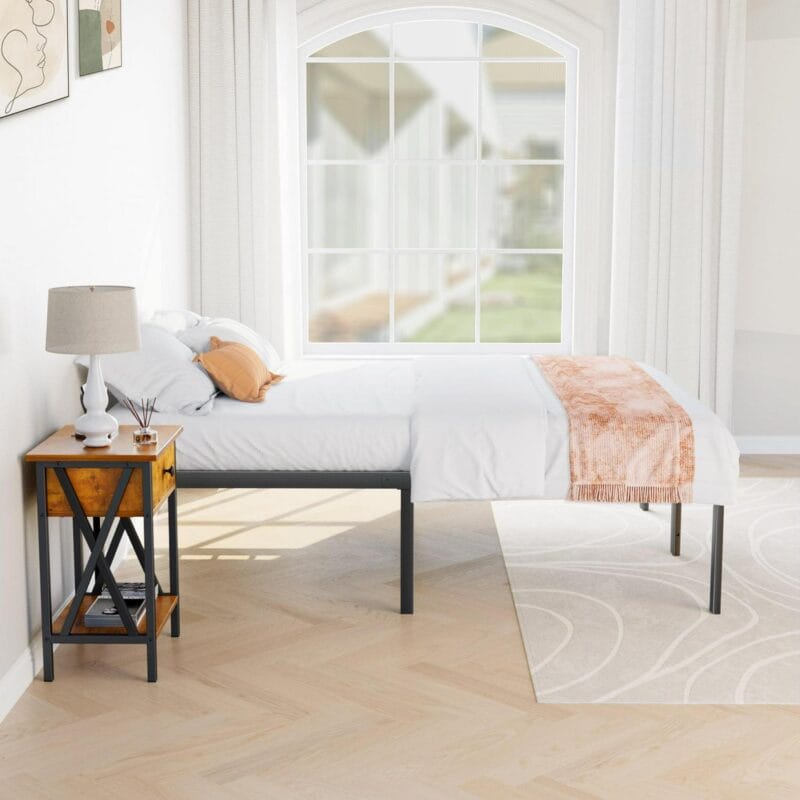 Bed Frame - Full Size Heavy Duty Platform Bed with Underbed Storage, 14-Inch High Steel Slat Support, Non-Slip Design, No Box Spring Required - Image 3