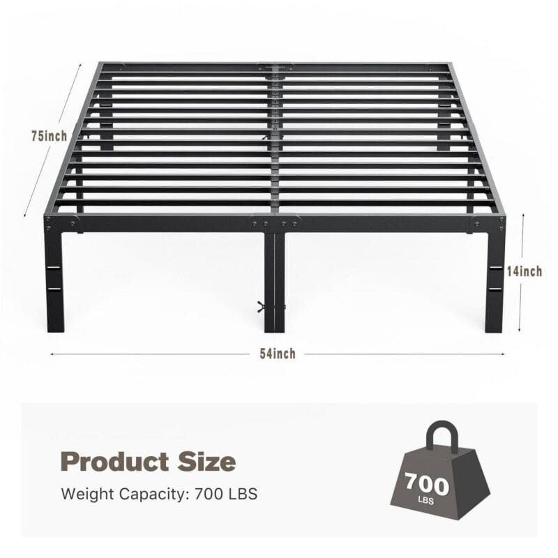 Bed Frame - Full Size Heavy Duty Platform Bed with Underbed Storage, 14-Inch High Steel Slat Support, Non-Slip Design, No Box Spring Required - Image 7