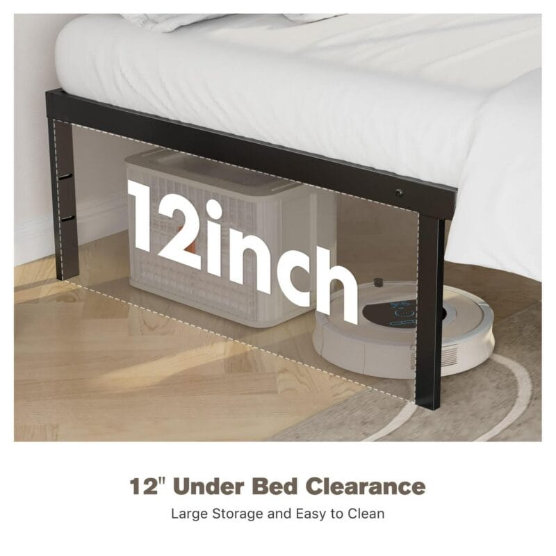 Bed Frame - Full Size Heavy Duty Platform Bed with Underbed Storage, 14-Inch High Steel Slat Support, Non-Slip Design, No Box Spring Required - Image 4