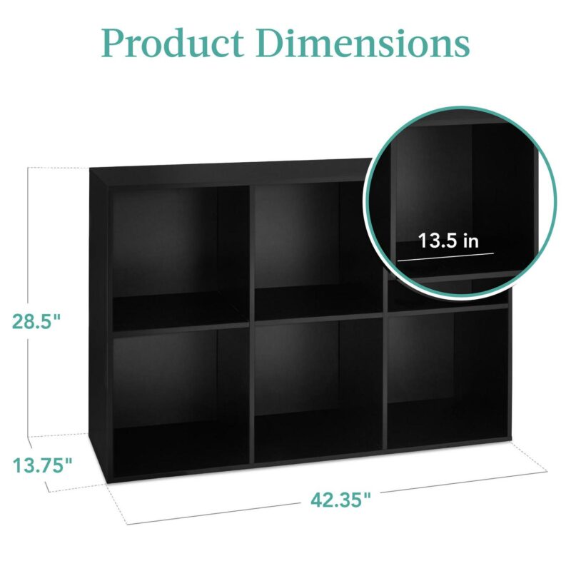 Best Choice Products 6-Cube Bookshelf, 13.5in Display Storage System, Organizer w/ Removable Back Panels - Black - Image 7